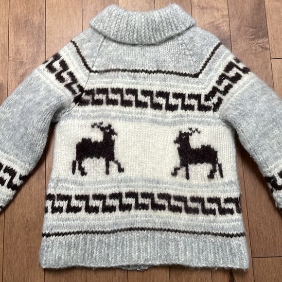 Cowichan Wool Cardigan Vintage Deer Handknit Last Of The Mohicans Small Medium - Picture 6 of 7
